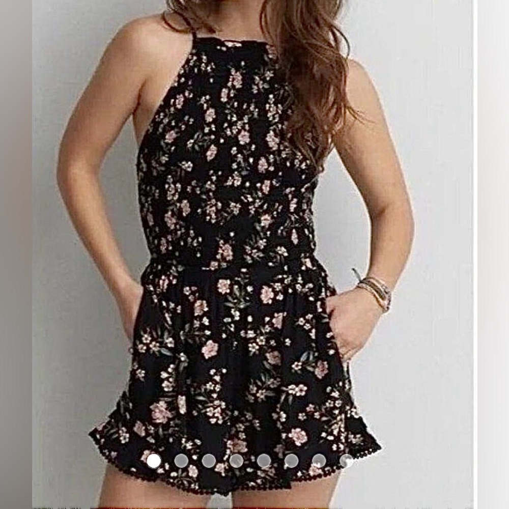 American Eagle Outfitters Black Floral Romper